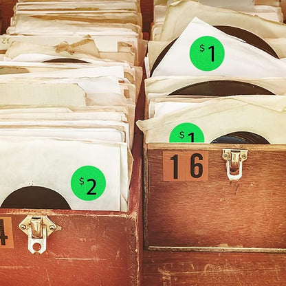 1200 Pieces 0.75 Inch Round Color Coding Label Garage Sale Stickers Blank Yard Sale Price Stickers Permanent Adhesive Dots, Easily Writable with Perforation Line (Fluorescent Green)