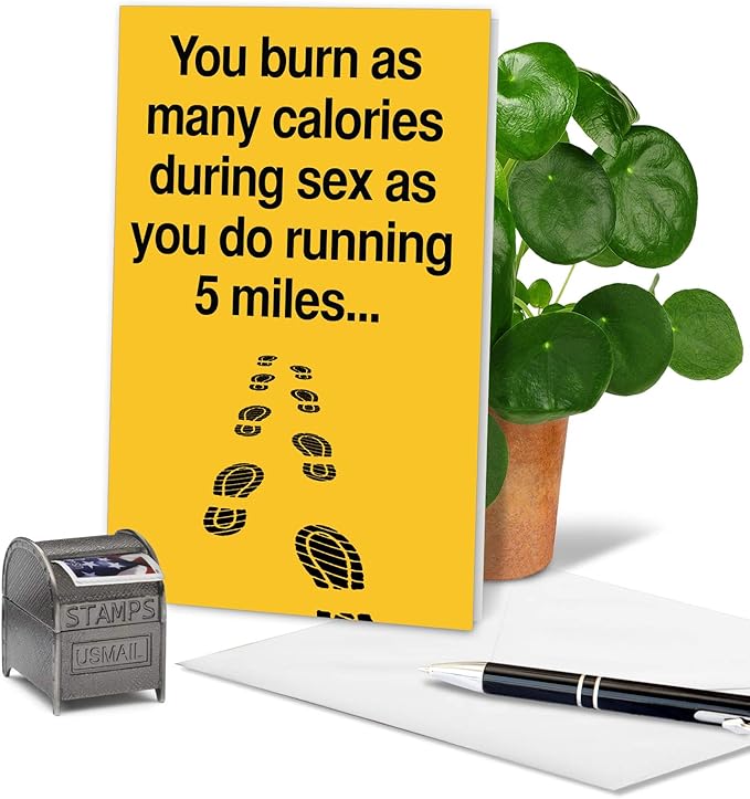 NobleWorks - Funny Happy Birthday Card with Envelope - Colorful Humor Card, Greeting Note - Five Miles 9994