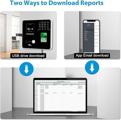 NGTeco Time Clocks for Employees Small Business with Face, Finger Scan, RFID and PIN Punching in One, MB2 Office Time Card Machine Automatic Punch with APP for iOS Android (0 Monthly Fee)