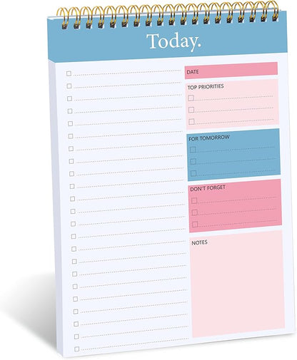 To Do List Notepad - Daily Planner Notepad Undated 52 Sheets Tear Off, 6.5" x 9.8" Checklist Productivity Organizer with Hourly Schedule for Tasks