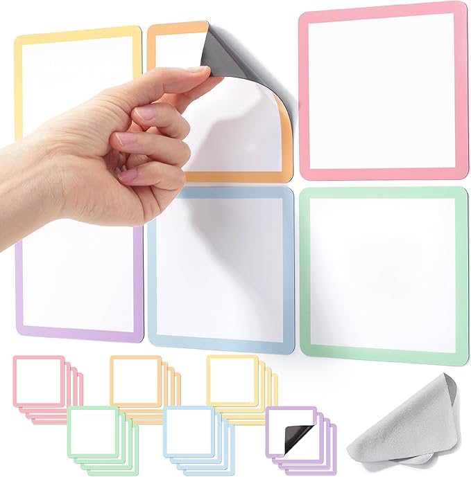 Mr. Pen- Dry Erase Magnets, 4”x4”, 24 Pack, Colorful Dry Erase Magnetic Labels, Magnetic Dry Erase Labels, Magnet Labels, White Board Magnets, Dry Erase Board Magnets, Magnetic Name Tags Reusable