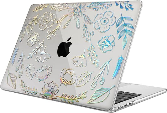 Fintie Case for MacBook Air 13.6 Inch A3113 A2681 (2022 2023 2024 Release) - Snap On Hard Shell Cover for MacBook Air 13.6" M2 M3 Chip with Liquid Retina Display and Touch ID (Garden-Clear)
