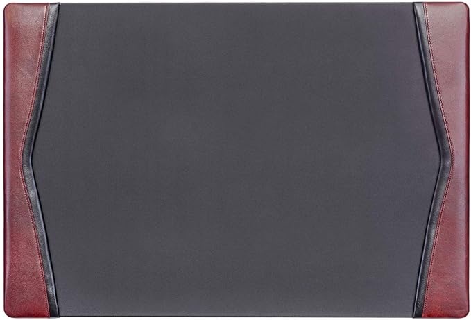 Dacasso Pad with Side Rails Luxury Leather Blotter for Writing-Executive Desk Surface Protector, 25.5" x 17.25", Burgundy