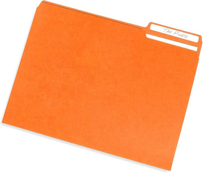 Blue Summit File Folders, Letter Size, 1/3 Tab, Orange, Great for Organizing and Easy File Storage, 200 Per Box