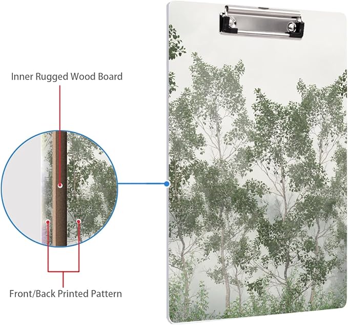 WAVEYU Cute Clipboard, Decorative Office School Fashion Hardboard Wood Nursing Clip Board for Standard A4 Letter Size for Students, Women,12.5"x 9", Green