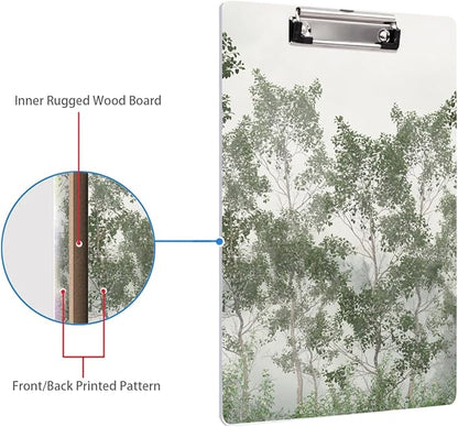 WAVEYU Cute Clipboard, Decorative Office School Fashion Hardboard Wood Nursing Clip Board for Standard A4 Letter Size for Students, Women,12.5"x 9", Green