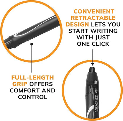 BIC Gelocity Quick Dry Assorted Colors Gel Pens, Medium Point (0.7mm), 4-Count Pack, Retractable Gel Pens With Comfortable Full Grip (Pack of 2)