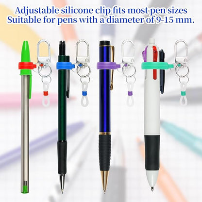 Retractable Pen Holders, 14 Set Silicone Pen Holder with Lobster Clasp, Clip on Pens Holder for Badge Reel, Perfect Pen Holder f1or Lanyard, Badge Pen Holder for Nurses, Badge Reel Accessories