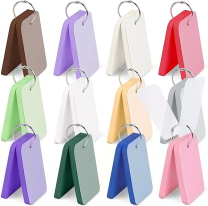 Koogel 600PCS Index Cards with Rings and Covers, 3.5 x 2.2 Inch Blank Index Cards 12 Colors Easy Flip Flash Card Study Note Card for School Learning Memory Recipe Cards