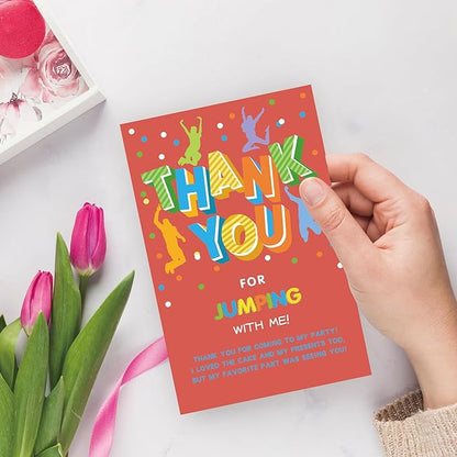 Jump Birthday party thank you card Trampoline Party Thank you note Bounce house party