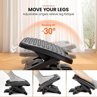 ErGear Under Desk Footrest, Adjustable Foot Rest for Under Desk at Work with 3 Height Settings and 30-Degree Angle, Ergonomic Desk Foot Rest with Massage Texture, Foot and Leg Rest for Home & Office