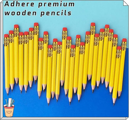Adhere 25pcs Golf Pencils with eraser Hexagon Wooden Pencils Graphite 2B for Golf Event Scoring,Classroom,Wedding,Company Meetings,Pew, Pocket (Yellow1)