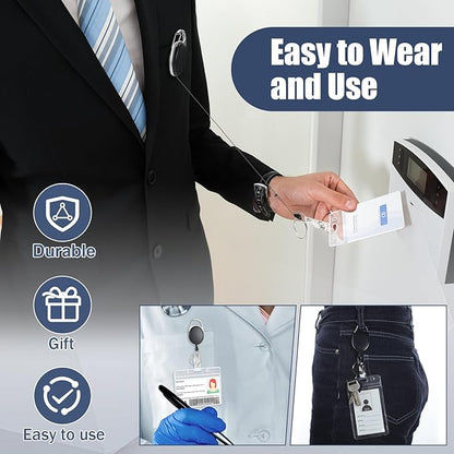 Honoson Heavy Duty Retractable Badge Reels Batch ID Badge Holder Retractable Clip Bulk Card Key Holder with Ring for Office Worker Employee, Doctor Nurse Gifts(Black,30 Pcs)
