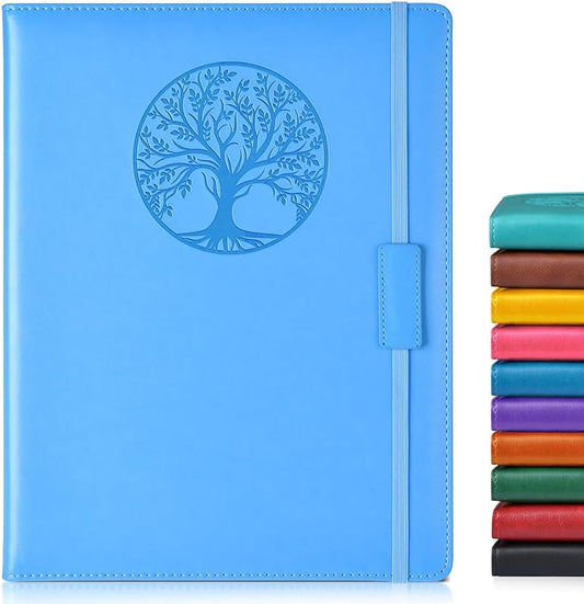 Lined Journal Notebook for Women Men,256 Pages A4 Large Hardcover Leather Journals for Writing,Travel,Business,Work,School,College Ruled Notebooks for Note Taking,Diary Notepad 8.6"×11"(Light blue)