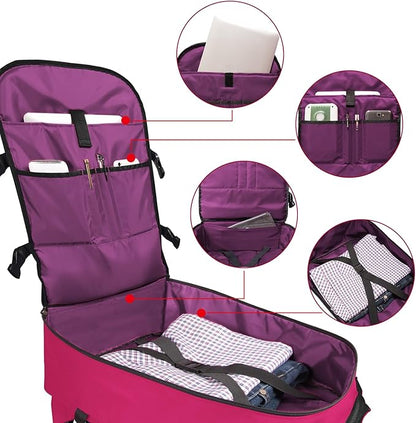 Travel Backpack 17L Lightweight Casual Small Carry-on Daypack 15-inch Laptop Notebook, Underseat Overnight Weekender, Rasberry