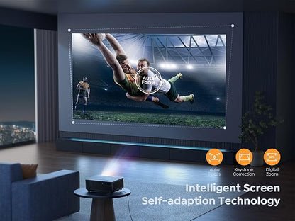 YABER K1 Projector 650 ANSI Ultra Bright, Home Theater Movie Projector with WiFi 6 and Bluetooth, Native 1080P& 4K Supported &Auto Screen&Full-Sealed Engine, Wireless Casting/HDMI/USB/TV Stick/PPT