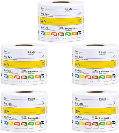 Restaurant Quality Shelf Life Food Rotation Labels, 2” x 3” Self-Adhesive Removable Freezer Food Labels Stickers, Perfect for Reusable Containers, Easy to Remove, Food Safety Date Sticker (5 PCS)