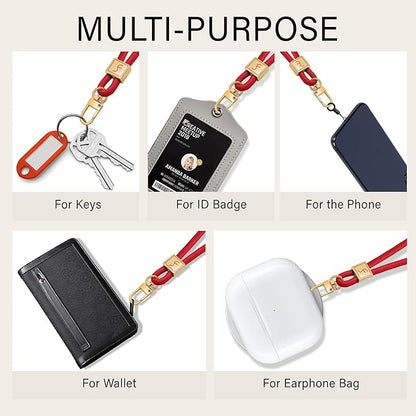 Fishent Keychain Wristlet lanyard, Cute Key Chain Holder, Upgraded Woven Wrist Lanyard for Keys, Wristlet Strap Keychain for Women Men Car Keys ID Badges Card Wallet Phone (Red)