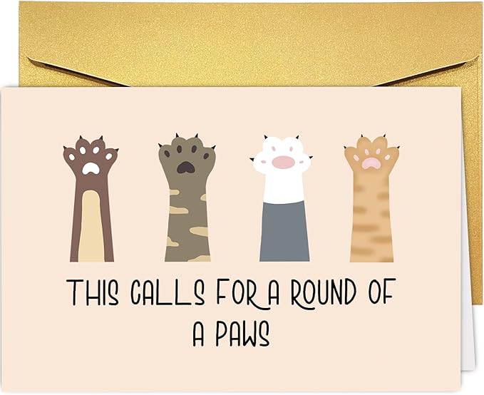 Supoeguk Funny Graduation Card for Friends, Cute Paws Congratulations Card for Him Her, Lovely Proud of You Card, New Job Card