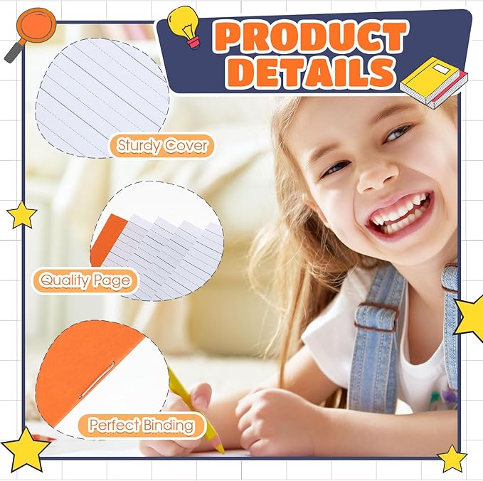 Henoyso 12 Pcs Primary Composition Notebook K-2 9 3/4 x 7 1/2 Inch Primary Journal Blank Writing Book for Kid to Write Draw and Journal 60 Page Notebook Back to School Supplies (Dark Color)