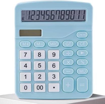 Golcellia Calculators Desktop, Blue Calculator, Cute Calculator 12 Digit Desk Calculator Large Display, Dual Power Solar Battery, Office Home School Supplies for Adults & Students