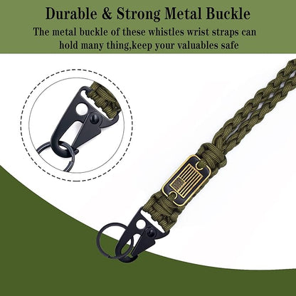 2 Pcs Heavy Duty Braided Paracord Lanyard Keychain with USA Flag, Parachute Rope Necklace Keychains, Braided Strong Lanyard for Outdoor Activities, Camera, Keys, Whistle, Traveling