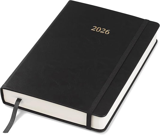 Wykeham's Executive 2026 Daily Journal Planner – US Public Holidays & Format – Customization Available (Black, 8.5"×5.5")