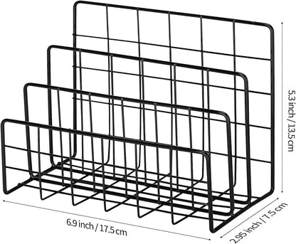 2 Pieces Desk Mail Organizer, Metal Mesh Small File Holders Letter Organizer, Bill/Document/Filing/Folders/Paper Organizer for Desktop (Metal-Black)
