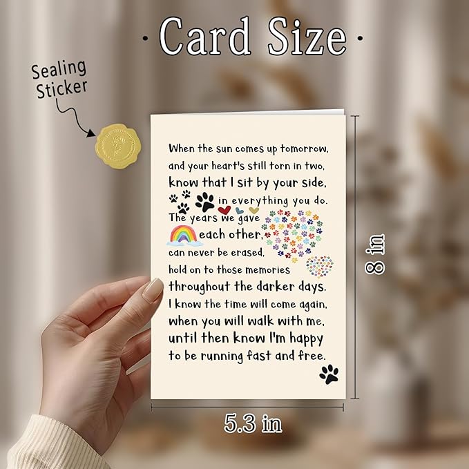 Pet Loss Sympathy Card for Dog Cat, Pet Memorial Gifts, Sympathy Gifts Loss of Dog Cat, Condolence Card for Dog Lover