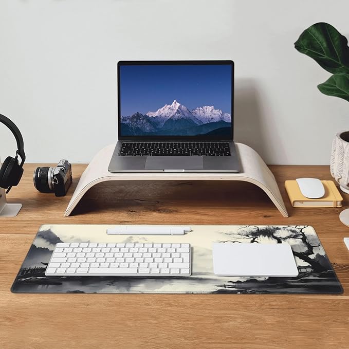 Gaming Mouse Pad Desk Pad,Extended Big Mouse Pad,31.5x11.8 Inch Long Computer Keyboard Mouse Mat Mousepad with 3mm Non-Slip Base and Stitched Edge for Gaming and Office… (wash painting2)