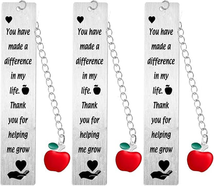3PC Teacher Bookmark Gifts Tank You for Helping Me Grow Gift for Teacher Boss Leader Thank You Gift Teacher Retirement Appreciation Gifts