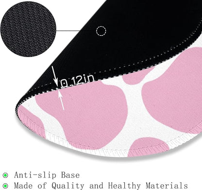 Cute Cow Print Round Mouse Pad, Small Mousepad for Laptop Gaming Women, with Stitched Edge Non-Slip Rubber Base, Cute Home Office Decor Desk Accessories Office Supplies Gift for Women Teen Girls