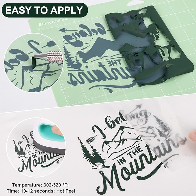 VINYL FROG Heat Transfer Vinyl Roll HTV Vinyl - 12" x12ft Dark Green Iron on Vinyl for T-Shirts, Heat Press Vinyl for DIY Craft Designs (Dark Green)