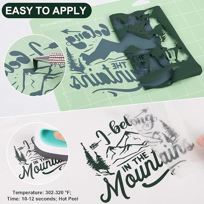 VINYL FROG Heat Transfer Vinyl Roll HTV Vinyl - 12" x12ft Dark Green Iron on Vinyl for T-Shirts, Heat Press Vinyl for DIY Craft Designs (Dark Green)