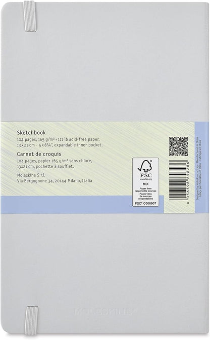 Moleskine Art Sketchbook, Large, Plain, Cool Gray, Hard Cover (5 x 8.25)