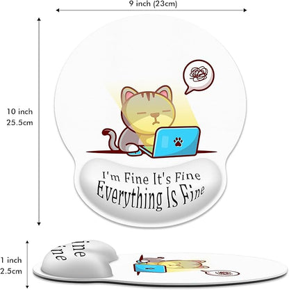 Ergonomic Mouse Pad with Wrist Support,Working Cat Mouse Pad with Wrist Rest,Relieve Wrist Pain Mousepad Non-Slip Rubber Base,Cute Mouse Pads for Desk,Computers,Laptop,Office,Gaming,Accessories