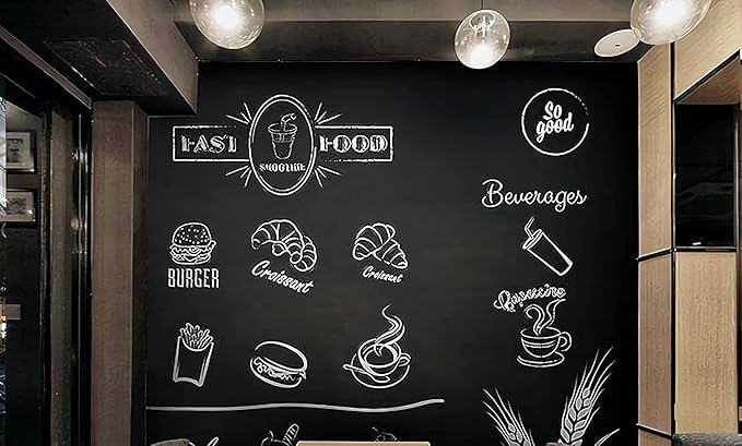 Extra Large Chalkboard Wallpaper Stick and Peel(1.48ft.x13.1ft.) Chalk Board Wall Paper Chalk Paint Removable Renovate Blackboard Sticker with 5 Chalks for Home&Office Wall Board Sign(17.7*157Inches)