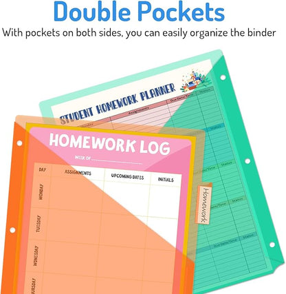 Forvencer 15 Count Dividers with Pockets, 5 Tab Dividers for 3 Ring Binder with Pockets, Subject Dividers with Pockets, Premium Quality Notebook Dividers with Pockets, Multicolor, 3 Sets