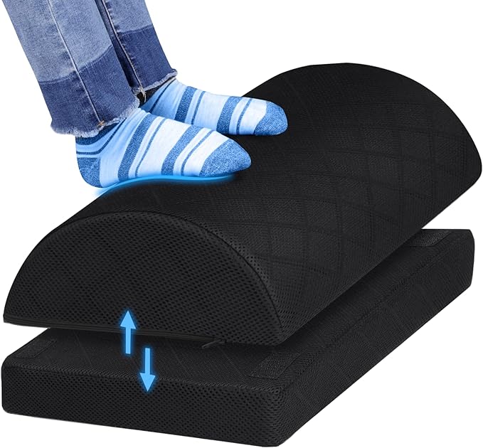 Foot Rest,Desk & Gaming Accessories,Foot Rest for Under Desk at Work,Comfortable Footrest with 2 Adjustable Heights & Removable Cover, Office Desk Accessories（Black-19.7 in）