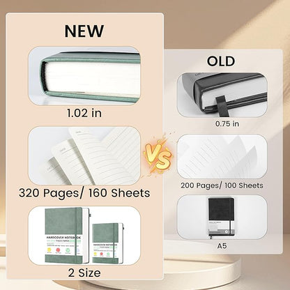 CAGIE 3 Pack Journals Notebooks for Women Men Thick Lined Journaling Notebooks A5 Leather Journals for Writing Hardcover Journal Supplies Diary, Green& Black& Blue