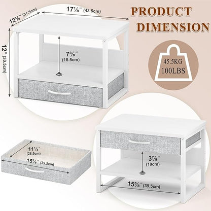 MARTY Printer Stand with Storage Drawer for Desk, 2-Tier Desktop Printer Stand Shelf Organzier for Home Office Printer Riser Under Desk Small Printer Table for Fax Machine Copier Scanner (White)