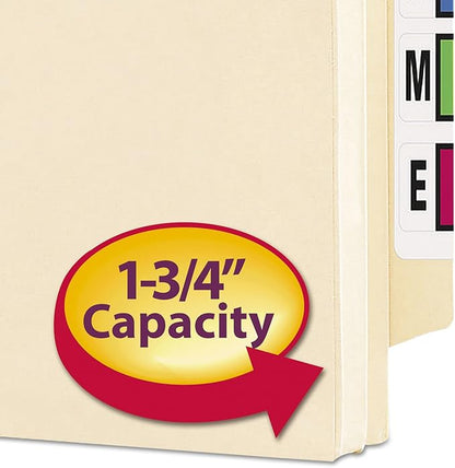 Smead End Tab File Pocket, Reinforced Straight-Cut Tab, 1-3/4" Expansion, Letter Size, Manila, 25 per Box (75114)