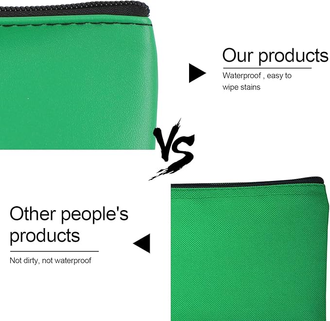 4Pack Money Bag 11 X 6 ", Safe Durable Money Bags with Zipper for Cash Waterproof, Coin Money Pouch PU Leather Bank Bag, Bank Bags with Zipper for Checks Makeup Bills Receipts Tool Storage Bag (Green)