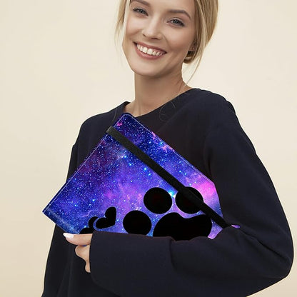 Padfolio Folder with Clipboard,Portfolios Organizer Clipboards with Storage Clipboard Writing Pad PU Leather Conference Document Organizer with Business Card Holder,Dog Paw Print