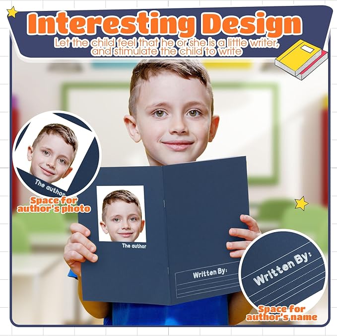 Henoyso 12 Pcs Primary Composition Notebook K-2 9 3/4 x 7 1/2 Inch Primary Journal Blank Writing Book for Kid to Write Draw and Journal 60 Page Notebook Back to School Supplies (Dark Color)