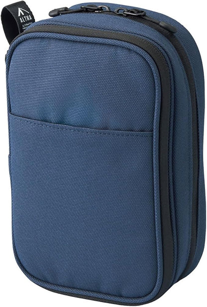 LIHIT LAB Gadget Pouch, Double, 5 x 3.6 x 8.5, Navy Blue (A7765-11)