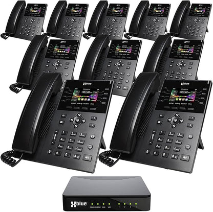 XBLUE QB1 System Bundle with 10 IP8g IP Phones Including Auto Attendant, Voicemail, Cell & Remote Phone Extensions & Call Recording