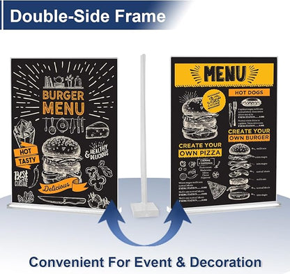 6 Pack Acrylic Sign Holder 8.5 X 11, Vertical T Shape Clear Plastic Sign Holder, Double Sided Clear Display Stand Table Top Sign Paper Holder, Sign Holder Suitable for Office, Store, Restaurant