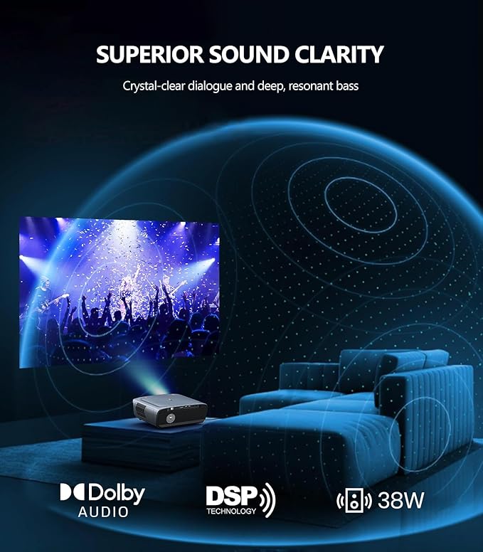 Smart 4K Projector with Netflix Certified, Laser Auto Focus Ultra HD Home Projector Daytime Viewing with Android 11.0, 1450ANSI, Dolby Audio, Google Voice, WiFi6 NFC Wireless Short Throw Projectors