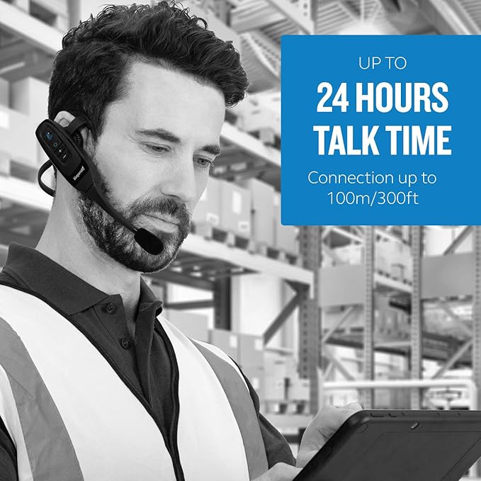 BlueParrott C400-XT Trucker Bluetooth Headset – Industry Leading Sound with Long Wireless Range & Extreme Comfort for All-Day Wear - Ideal for Anyone On-The-Go, Up to 24 Hours of Talk Time, Black